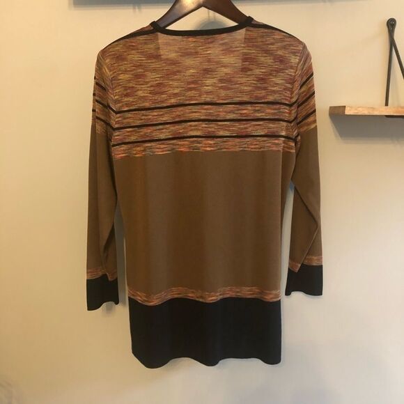 Exclusively Misook Striped Open Front Cardigan XS - Picture 10 of 13